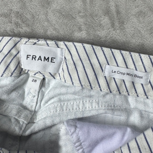 Frame Le Crop Mini Boot Cobalt Multi Blue White Striped Cotton Blend Jeans 28 - Picture 14 of 15